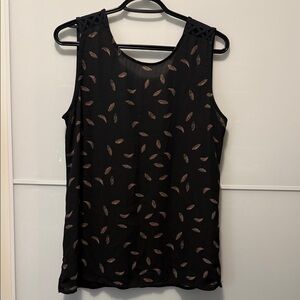 RW&CO. Black Top with Leaf Design